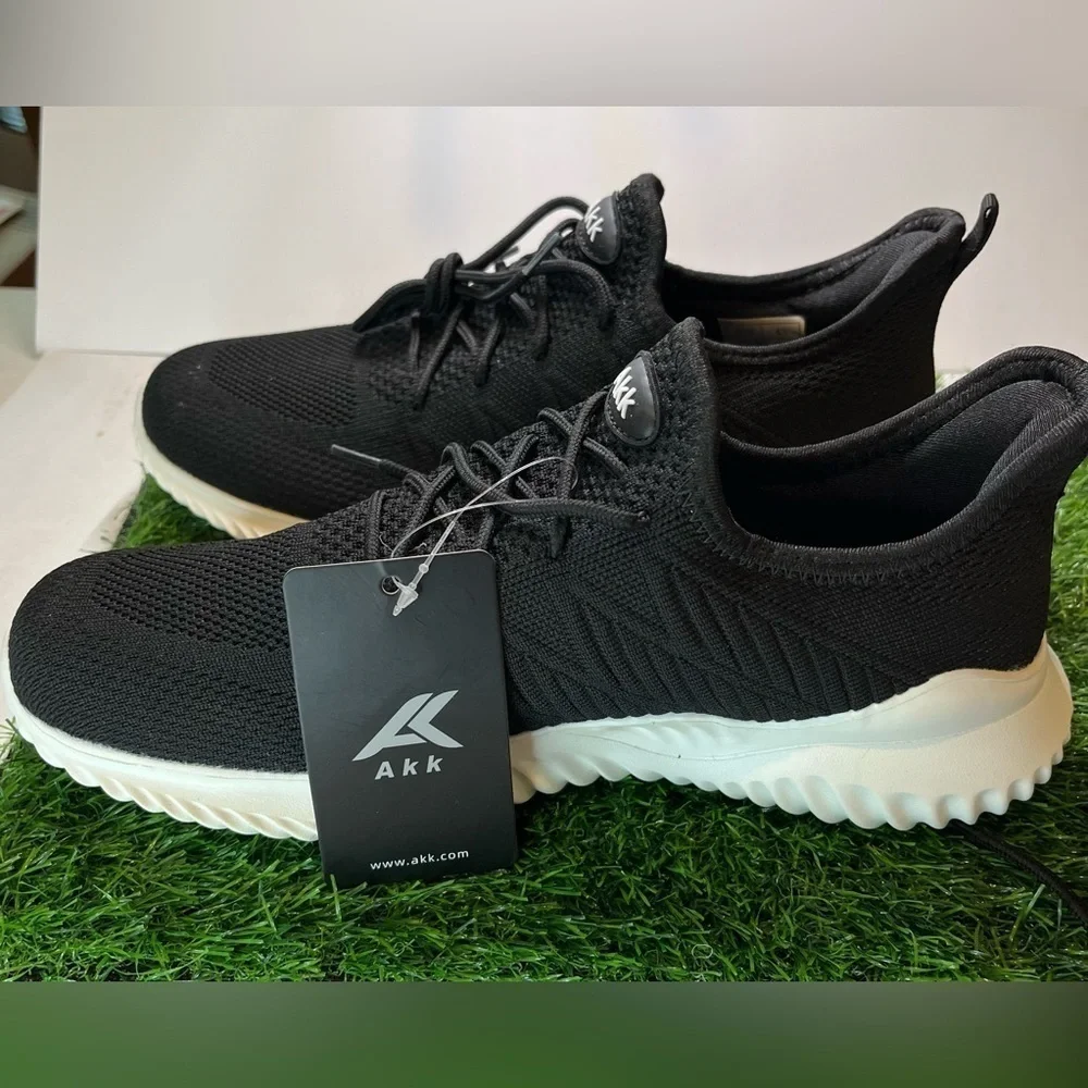NWT Black AKK Women’s Walking Tennis Shoes-Slip On Memory Foam Lightweight